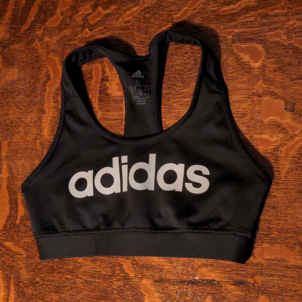 NWOT! Adidas Logo Climatech Black Sports Bra Size S - Picture 4 of 15